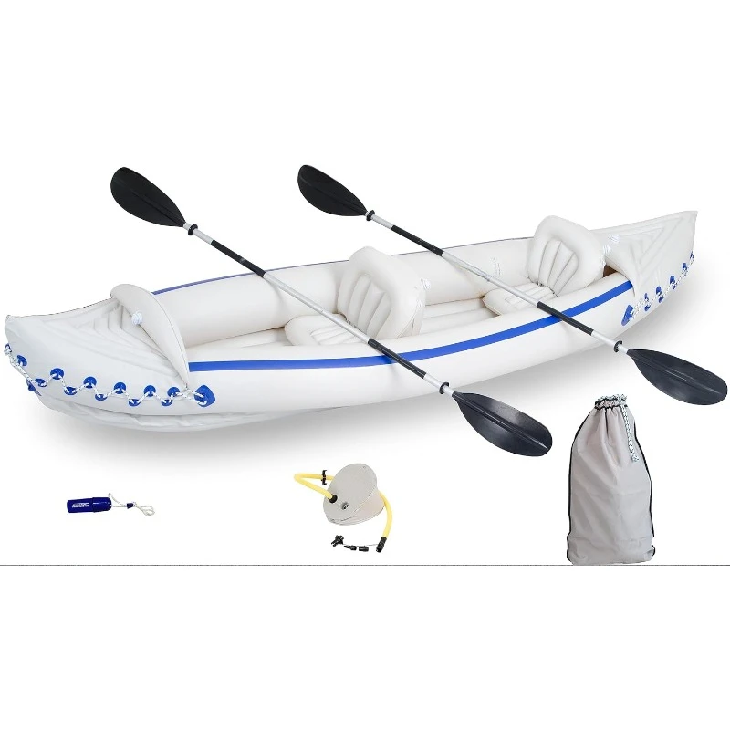 Inflatable Sports Kayak 1-3 Person-Portable Stowable & Lightweight-with Seat(s), Paddle(s), Foot Pump and Bag