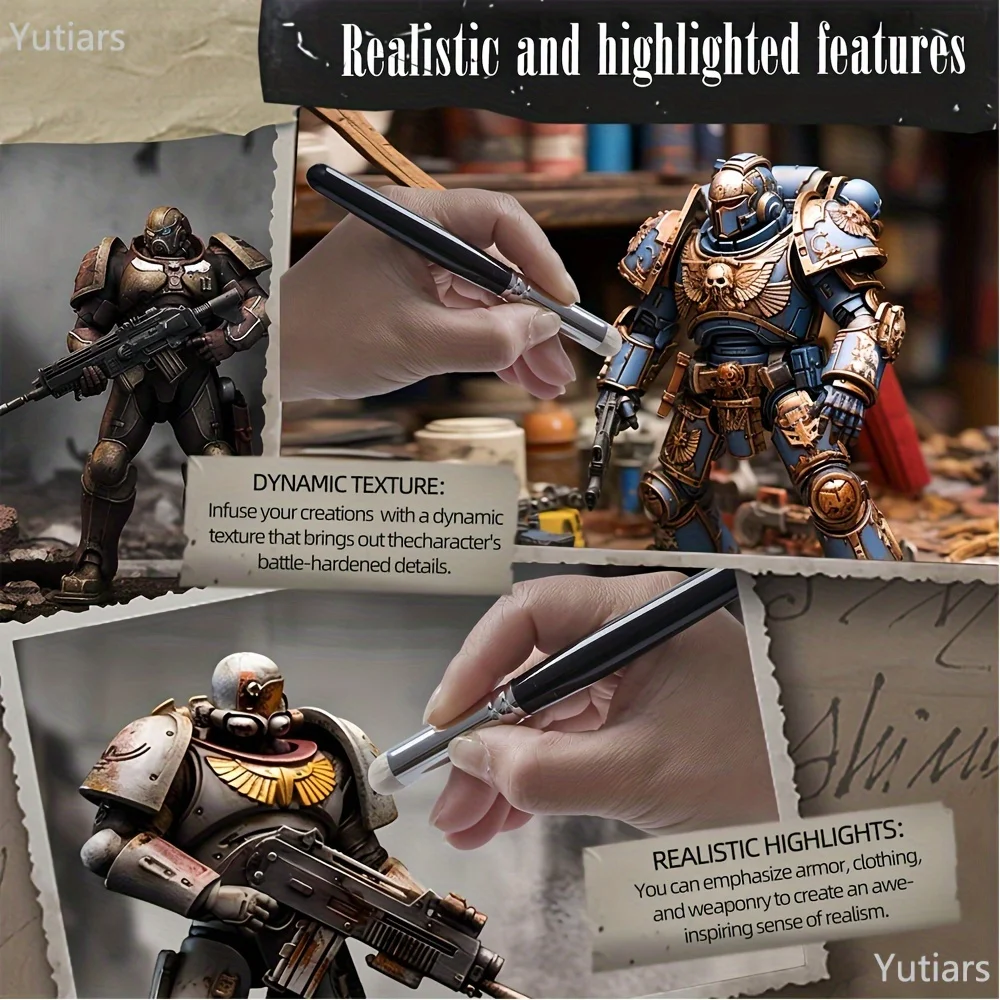 Hochpräzises Mikro-Detail-Pinselset 3/11/14-teilig - Ideale Trockenpinsel für Warhammer 40K, DnD-Figuren & Fantasy-Modellmalerei – Detail 6