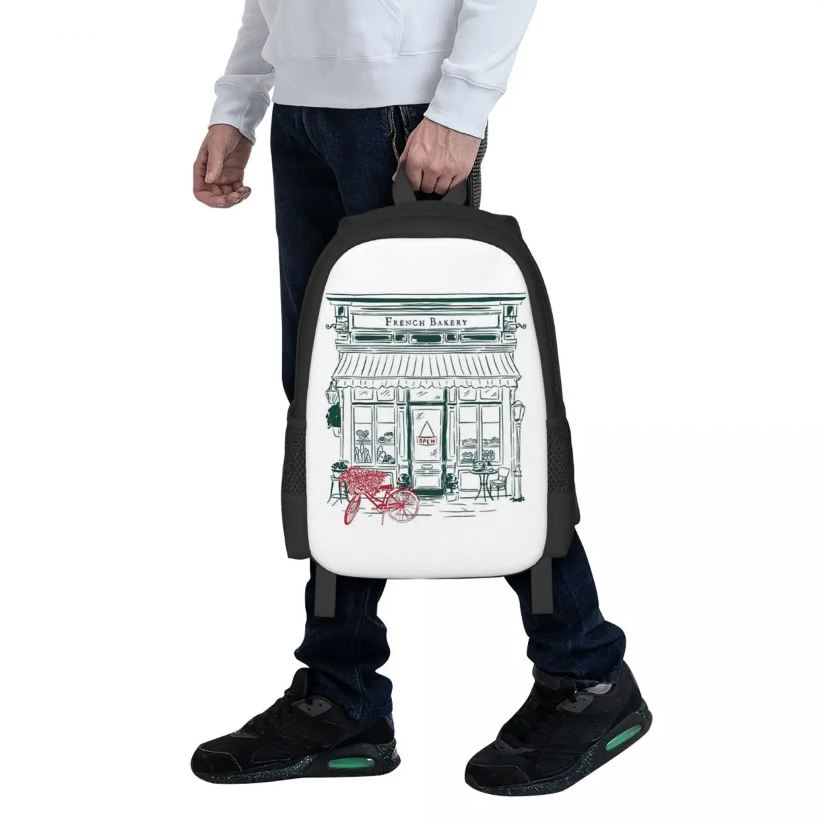

French Bakery Student Backpack School Bag Hiking Travel Daypack for Men Women Fashion Bookbag Shoulder Bags