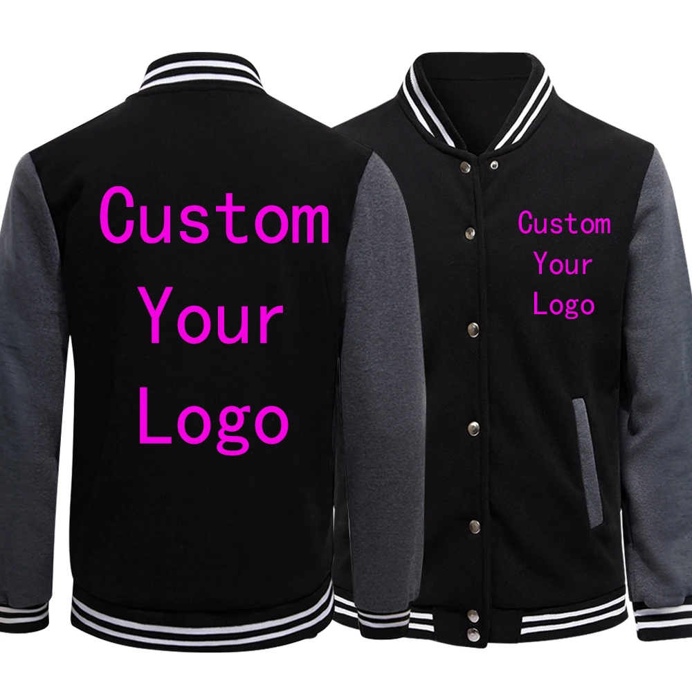 Customized The Logo/Letter Mens Jacket Loose Black Clothes Button Baseball Clothes Autumn Winter Warm Tops Warm Fleece Hoodies