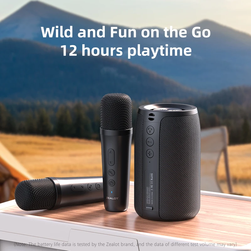 

ZEALOT-S32M Караоке-машина Портативный Bluetooth-динамик с 1-2 беспроводными микрофонами Bluetooth 5,3 Домашний семейный пение Подарки