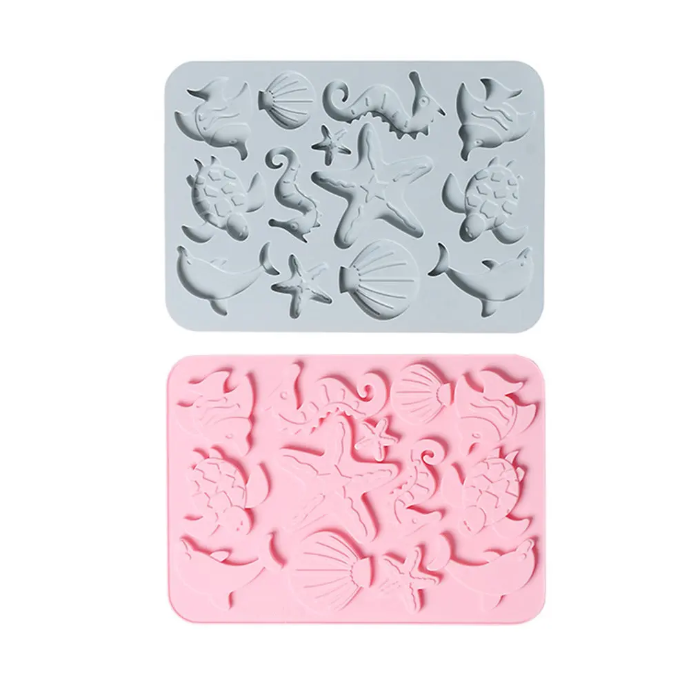 2Pcs Food Safe Silicone Marine Life Mold Creative Design Cake Making Mould Baking Gadget for Home Kitchen Professional Pastry