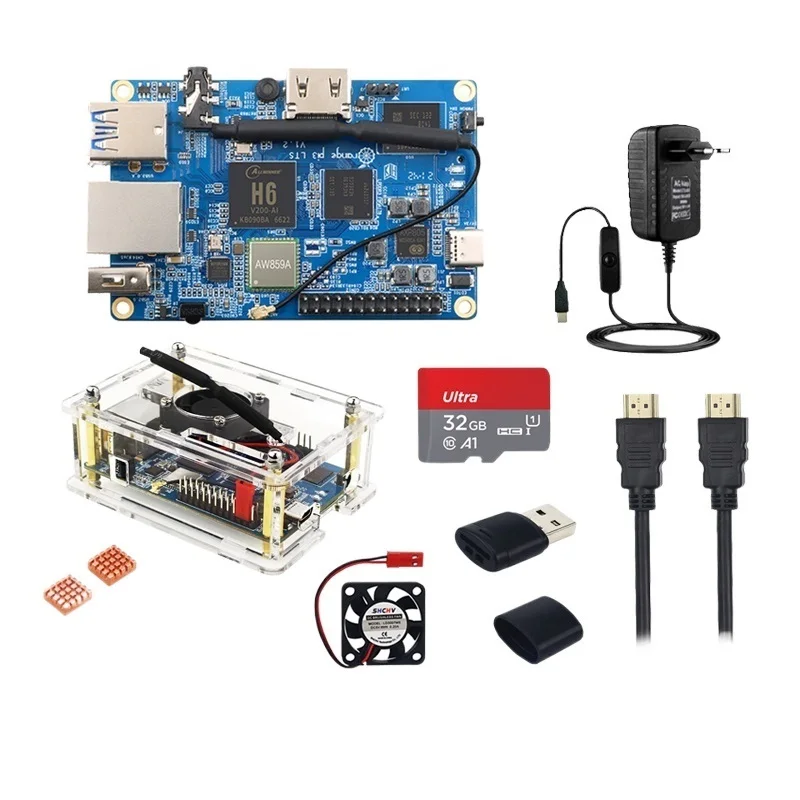 Новый оригинальный Orange Pi 3 LTS 2G RAM 8G EMMC WIFI BT5.0 Gigabit 1.8Ghz AllWinner H6 SoC Мини-компьютер Android 9.0 Ubuntu Debian