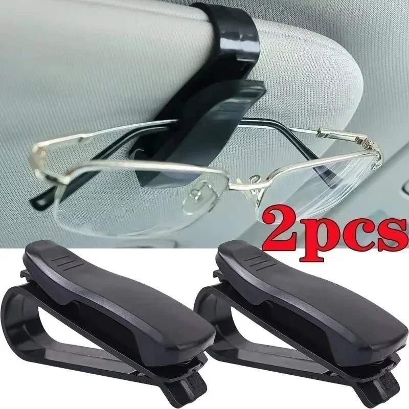 2Pcs Universal Car Sun Visor Glasses Clip Sunglasses Holder Card Ticket Pen Fastener Eyeglasses Organizer Auto Accessory