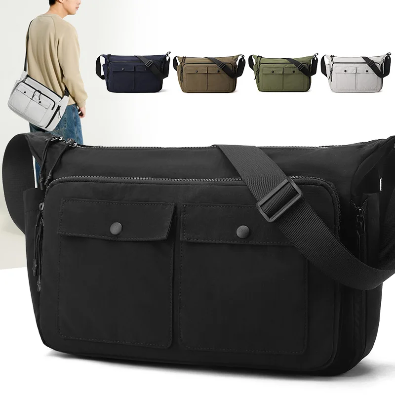 

Простой мужской рюкзак на одно плечо из водонепроницаемой нейлоновой ткани, повседневная сумка через плечо большой вместимости для мужчин и женщин