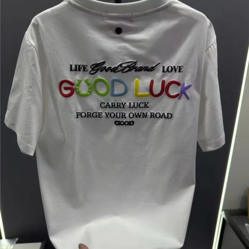 

Футболки GOODBRAND 2XL высокого качества с цветными буквами из пенопласта, хлопковые, с коротким рукавом, для мужчин и женщин, повседневная одежда
