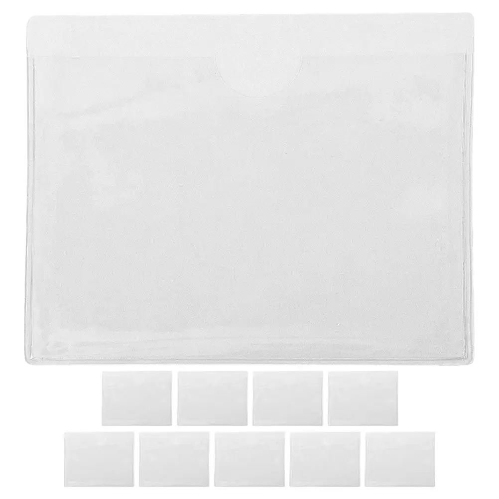 10Pcs Clear Sticky Card Holders PVC Adhesive Label Pockets for Business Cards Index Cards Classroom Labels Storage Card