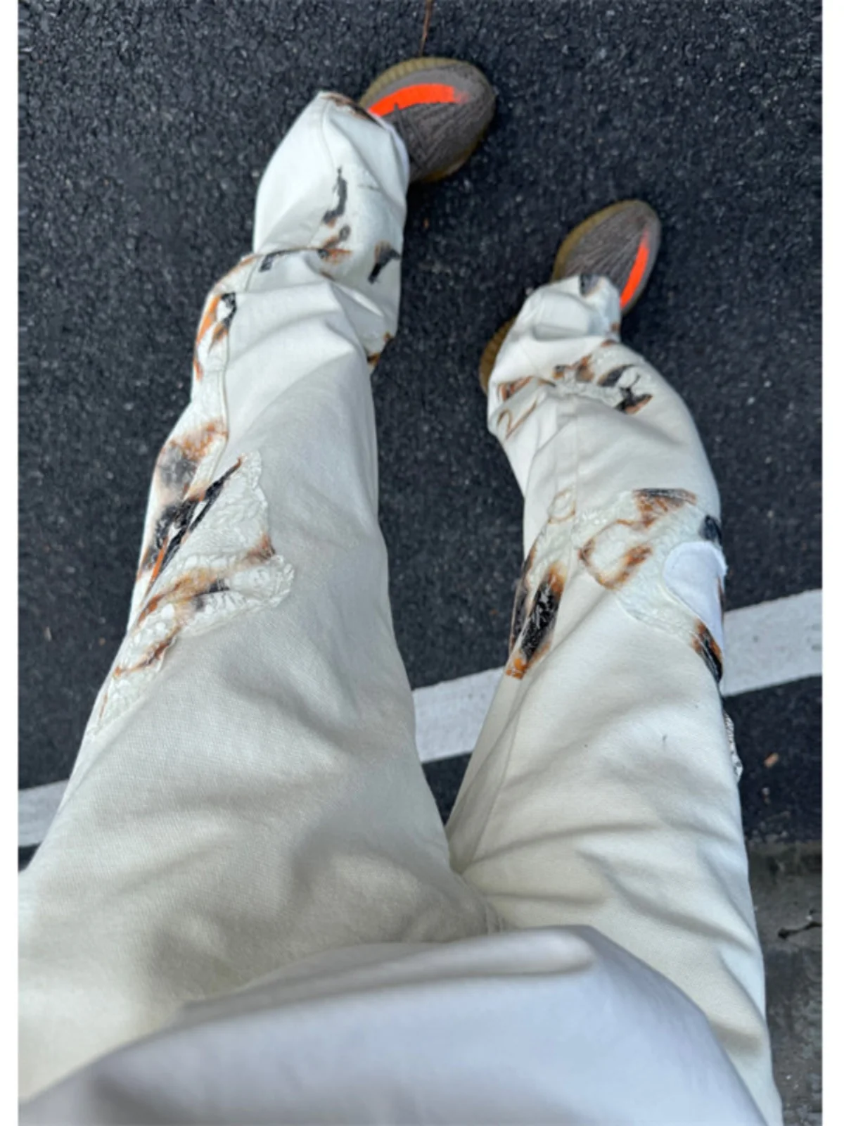 

Джинсы с нашивками и принтом тай-дай, мужские осенне-зимние облегающие джинсы, модные брендовые прямые джинсы с высокой талией, износостойкие