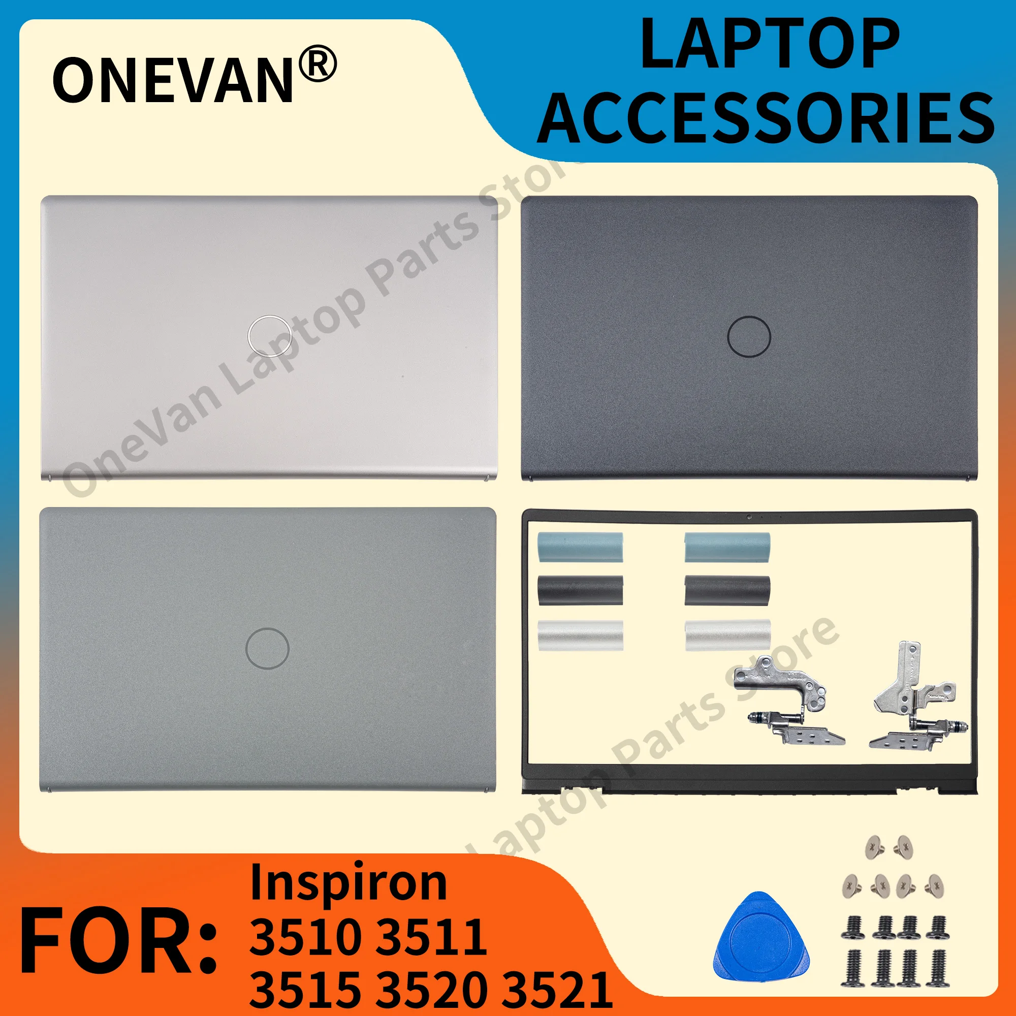 New Case For DeLL Inspiron 15 3510 3511 3515 3520 3521 LCD Back Cover Front Bezel Hinges Cover Housing Rear Lid TOP Back Cover