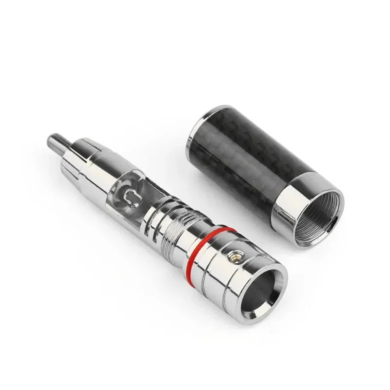 RCA Connector Speaker Terminal Male Headphone Plug Carbon Fiber Shell Rhodium Gold Copper Plated Audio Jack Consumer Electronics