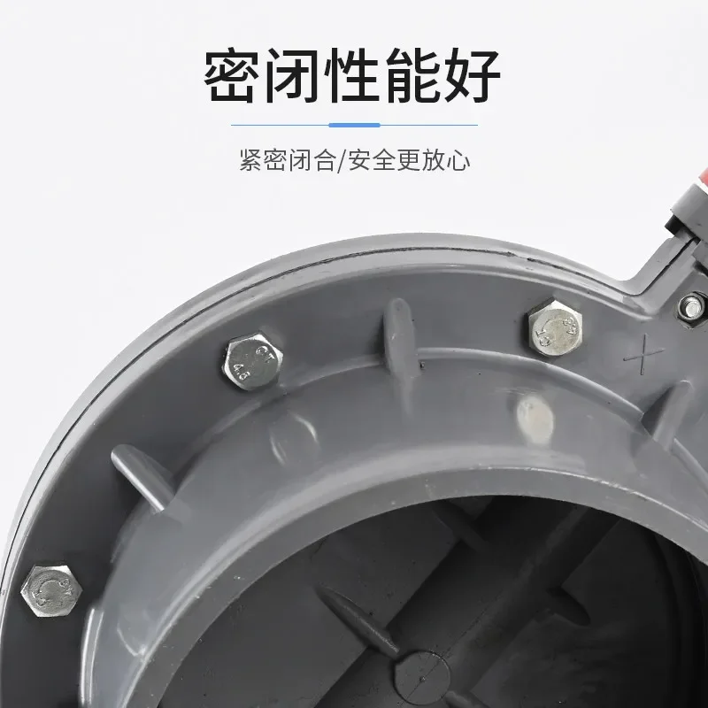 One Piece Body for Seawater Aquaculture Pipe System DN110 PVC Butterfly Valve, Corrosion Resistant Plastic Valve