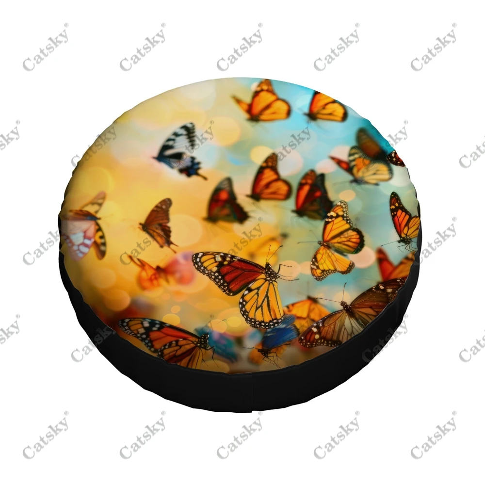 Cubierta de neumático de rueda de repuesto Universal de poliéster de mariposa abstracta colorida, cubiertas de neumáticos personalizadas para remolque, RV, SUV, camión, Camper