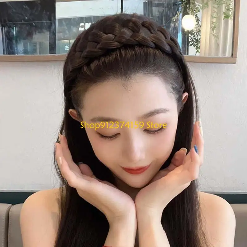 

G5AE Braided Hair Hoop Invisible Hair Braided Headband Hairpiece Braid Hairband For Styling Braids