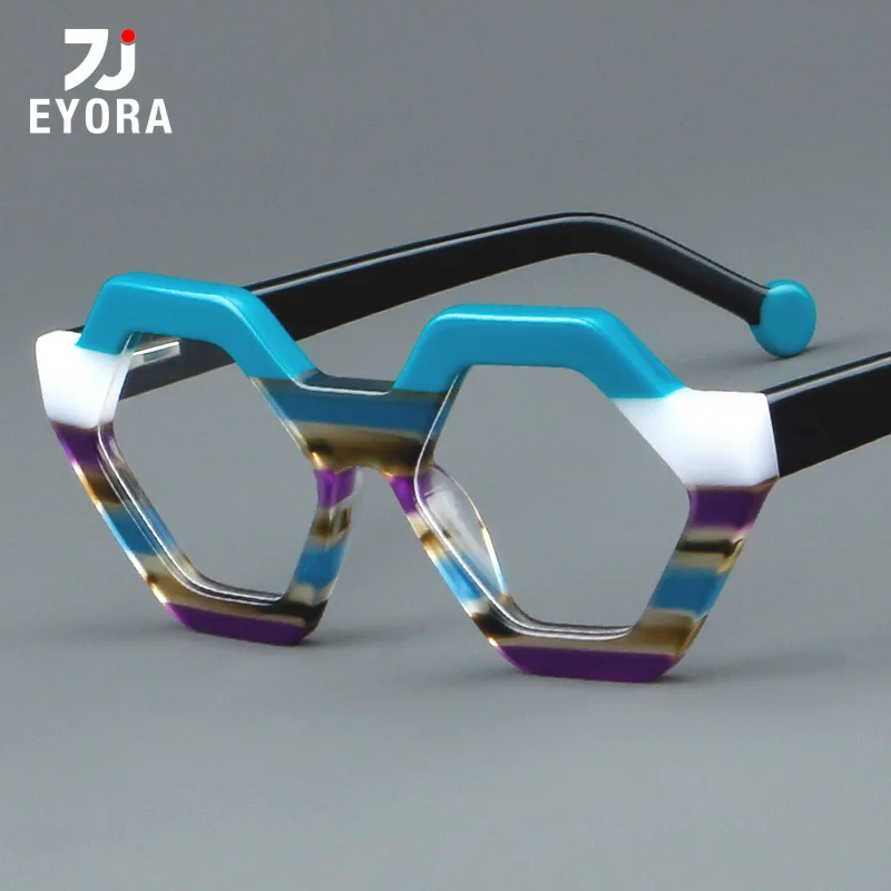 

EYORA Vintage Rhombus Acetate Reading Glasses for Women Anti Blue Light Photochromic Glasses Optical Lenses with Prescription