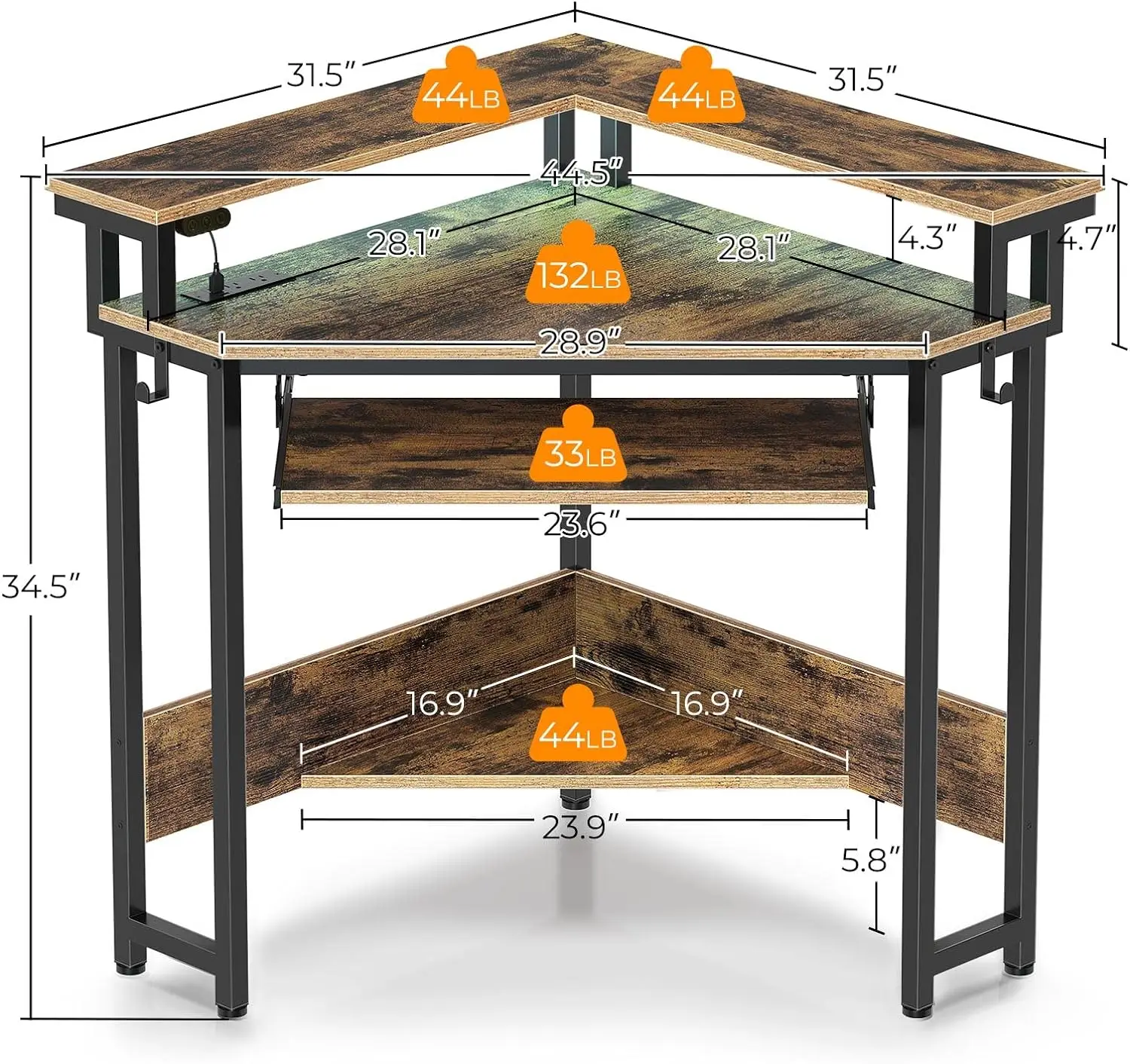 Corner table, 44.5 