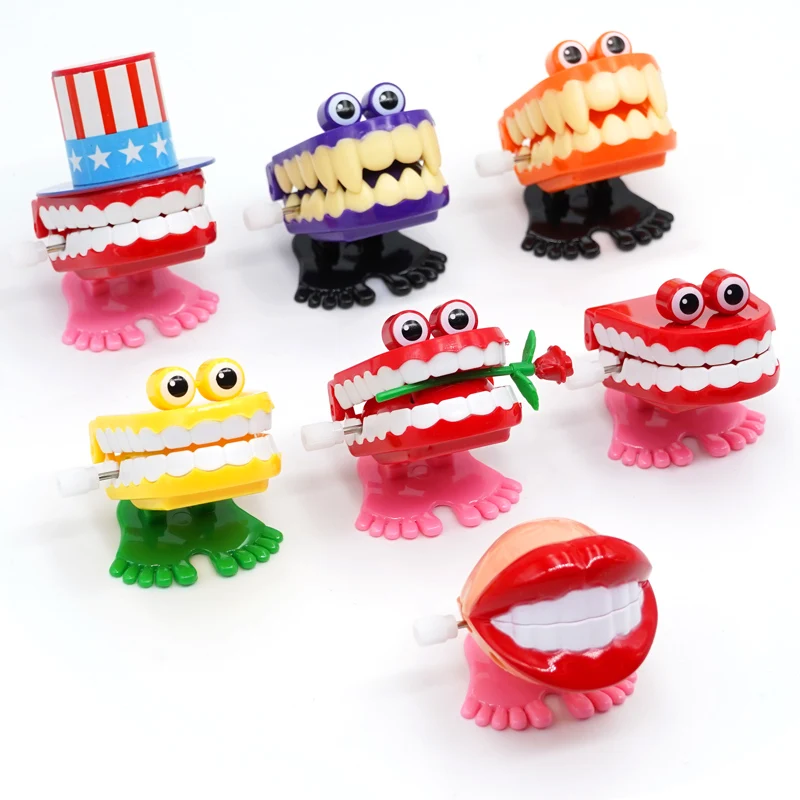 Tooth Gift Novelty Clockwork Toy Fun Christmas Halloween Wind Up Toys For Kids Plastic Jumping Teeth Dental Dentist Gifts