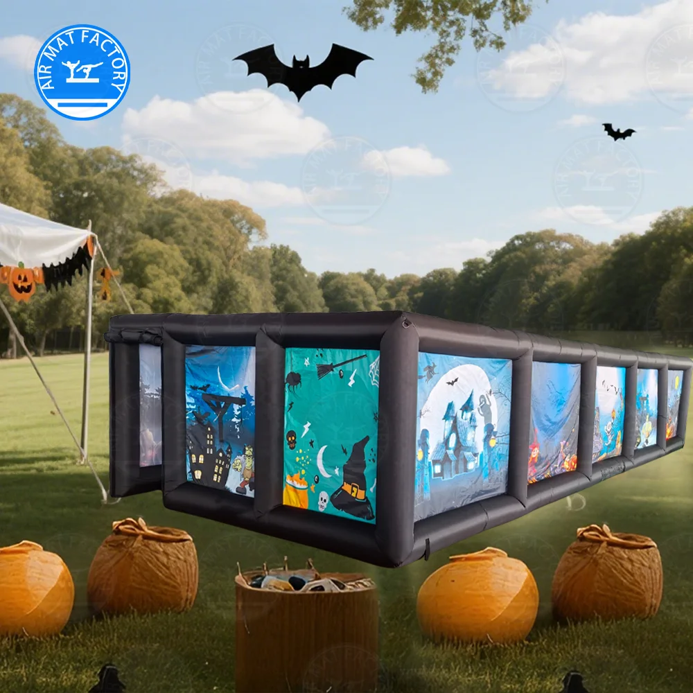 Halloween Clown Inflatable Maze Large Haunted House Maze for Party & Event, Scary Carnival Themed Inflatable Obstacle Course