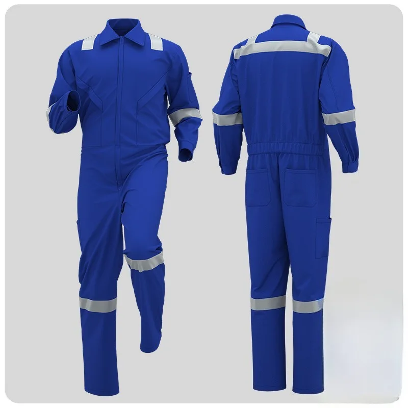 Cotton Coverall Workwear Men Spring Autumn Reflective Factory Mechanic Welding Labor Protective Suit