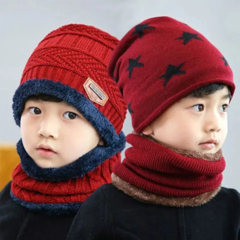 Autumn and winter children\'s hat neckwear suit, hat neckwear is added with thick velvet, suitable for children aged 2-12 years