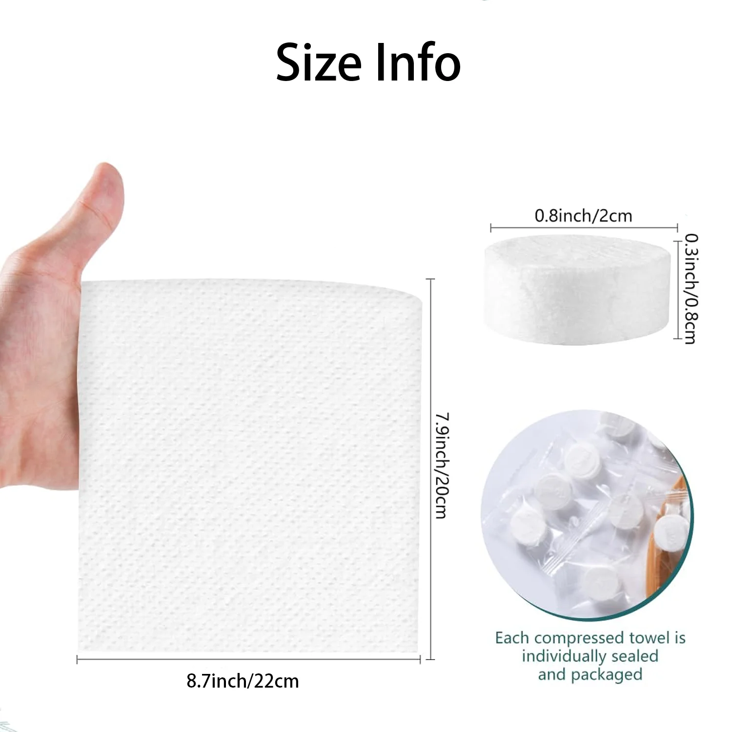 50pcs Portable Compressed Face Towels Disposable Mini Coin Tissue Toilet Paper Tablets Clean for Travel Non-Woven Makeup Wipes - view 3