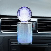 Small Car, Caravan, Auto Ashtray With LED Light, Mini Car Trash Can, Portable Lid, For Car Cup Holder, Home, Office And Travel