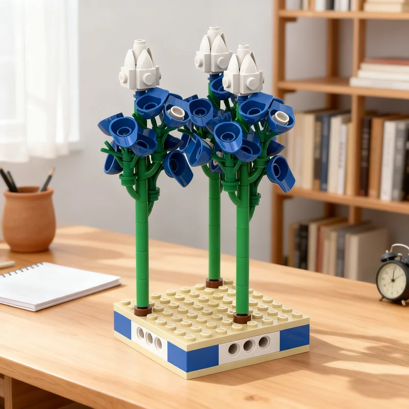 

130 шт. MOC Botanicals Texas Bluebonnets, модель строительных блоков, архитектурная игрушка, креативный образовательный кирпич, идея для рождественского подарка для детей
