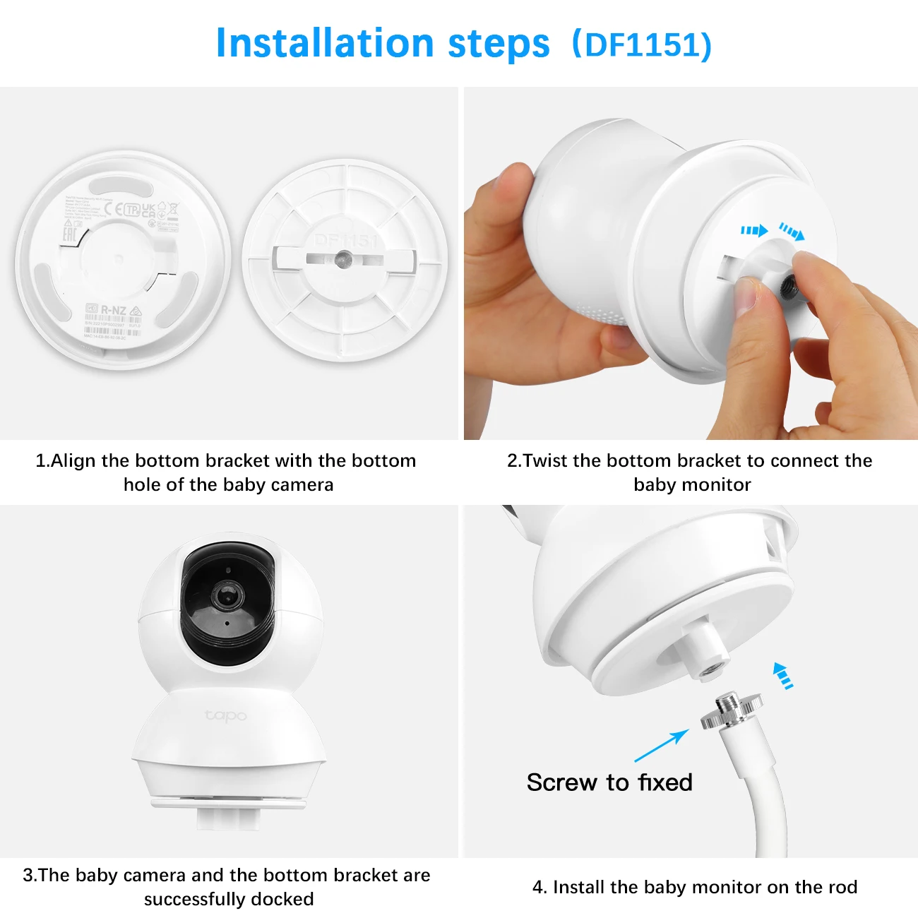 Гибкий поворотный зажим для внутренней камеры Tapo TC70, внутренней камеры Tapo C210/C220/C200, без винтового держателя кронштейна для сверла