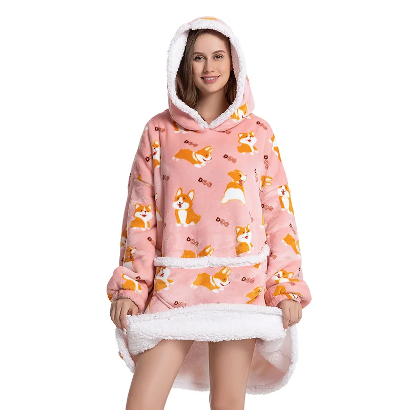 90CM Women\'s Robe Adult\'s Winter Home Wear Thick Blanket Loungewear