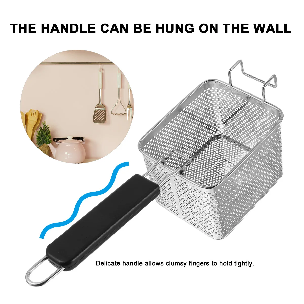 

Stainless Steel Fryer Basket Food Grade Mesh Tool For French Fries Chicken Prawns Deep Fry Cooking Kitchen Use Strainer