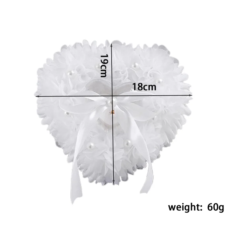 وسادة خاتم الحب الرومانسية اليدوية ، زخرفة زهرة اللؤلؤ الغربي ، لوازم الزفاف