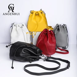 New Genuine Leather Bag, Bucket bag, Multifunctional Handheld Small Handbag, Fashionable Single Shoulder Crossbody Bag For Women