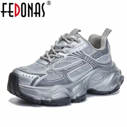 FEDONAS Fashion Genuine Leather Sneakers High Platforms Punk Women's Sneakers Lace Up Sport Shoes Woman Spring Summer Sneakers