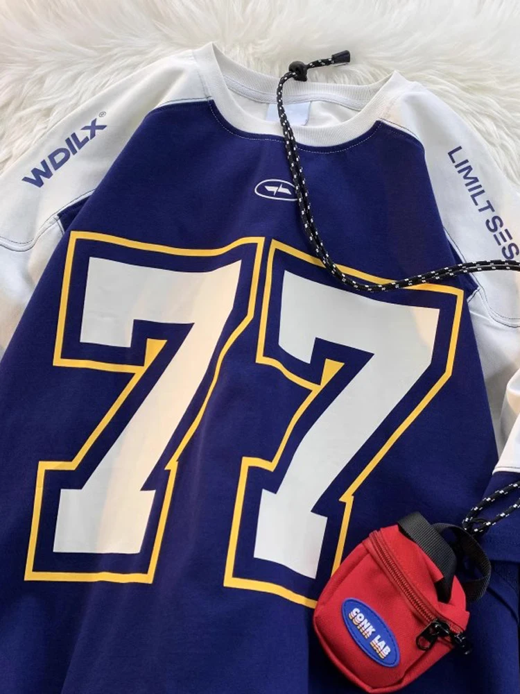 

Loose Fit ort Sve T-irt Men's American Retro Baseball irt Rugby orm Olive een Couple's 5-Quarter Sve Tee