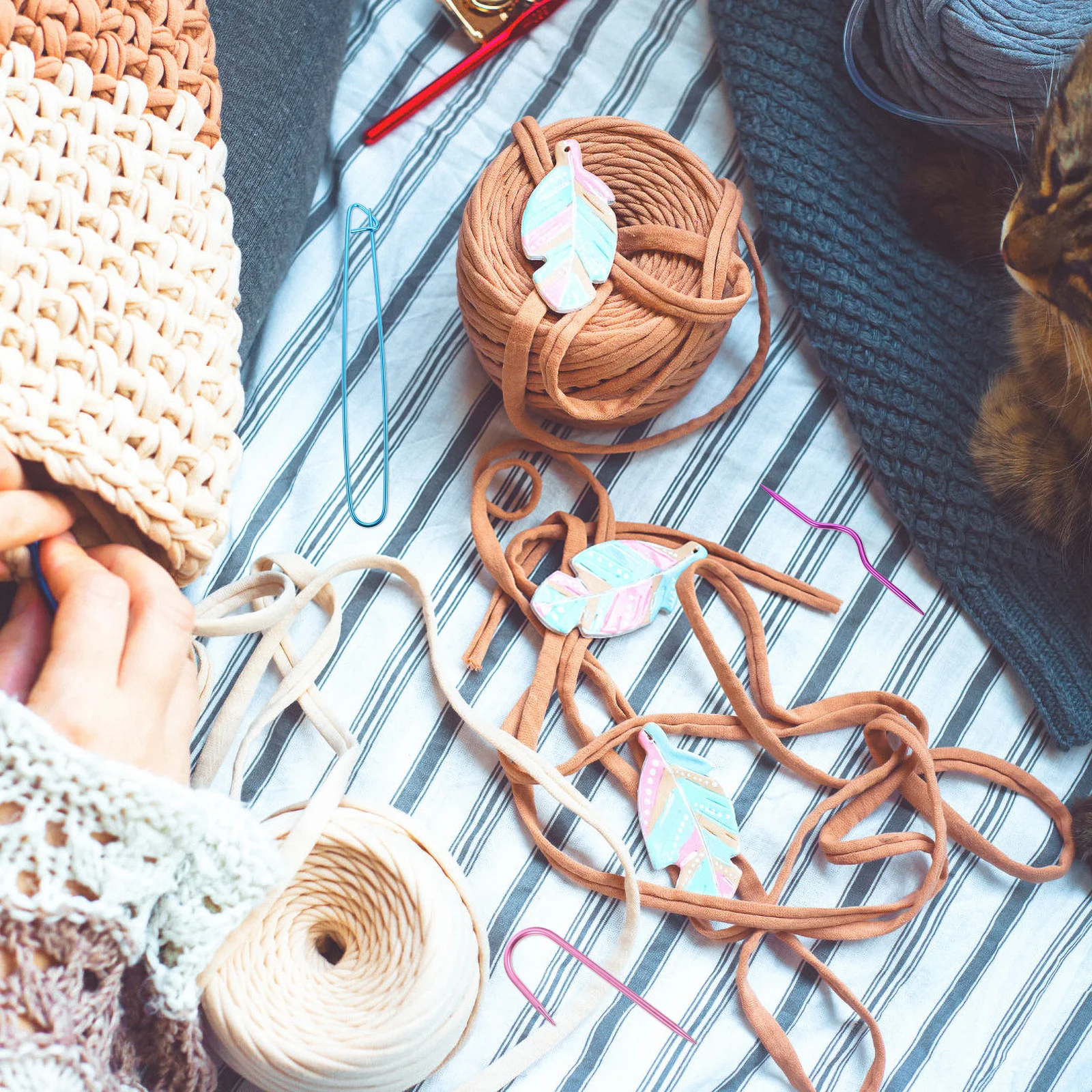 

18pcs Knitting Tool Set Aluminum Cable Needles For Sweaters Hats Scarves Gloves Blanket Diy Yarn Wool Weaving U Shape Stitch