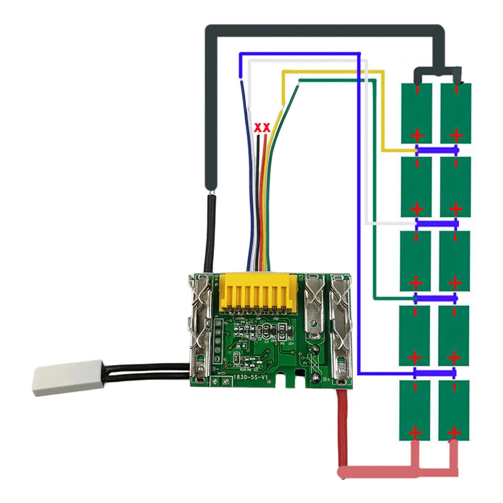 Placa de circuito de protección de carga de batería de litio, herramienta eléctrica de 18V, 1.5Ah, 3Ah, 6Ah, 9Ah, placa LED para Makita BL1830,