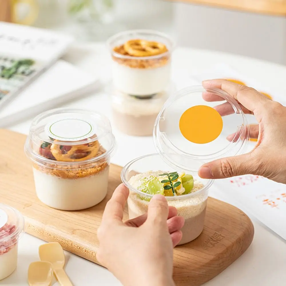 

50Pcs 150/250ml Disposable Salad Cups Clear Plastic Leak-Proof Dessert Cups Bowl Containers Thickened Round Shape