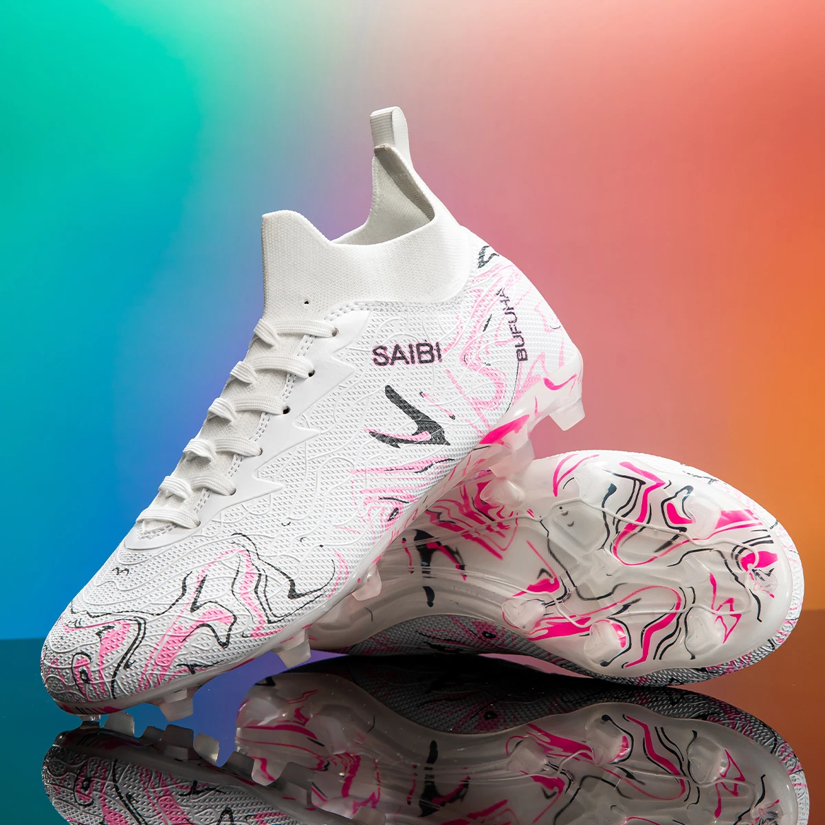 Cost-effective AG FG Soccer Boots PU Blend Upper Durable TPU Long Stud Anti-slip Budget Adult Natural Grass Football Footwear