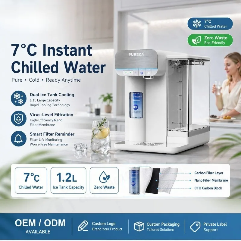 Cold Water Purifier Dispenser Countertop 7°C Ice Water Desktop Home Drinking Water Machine