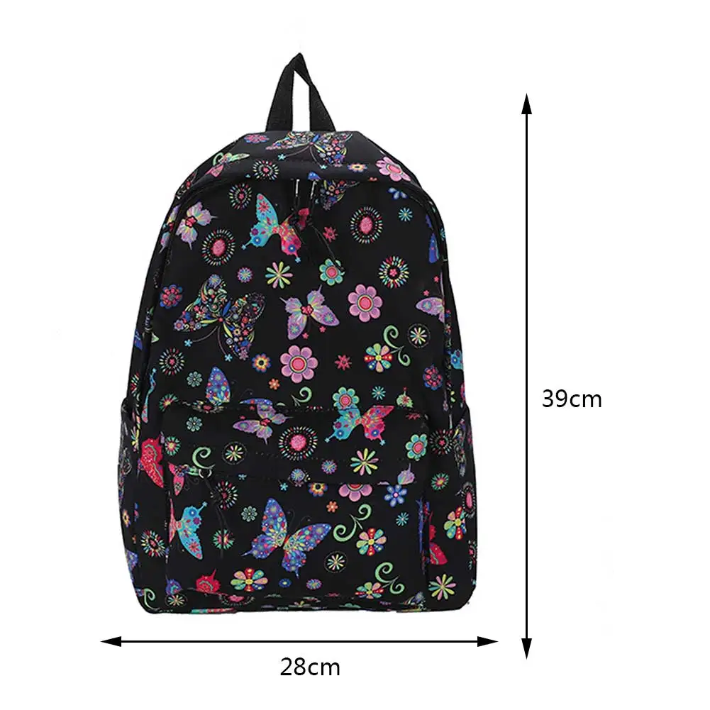 Butterflies Print Laptop Backpack Nylon Student Schoolbag Large Capacity Cute Fashion Simple Floral for Outdoor Camping