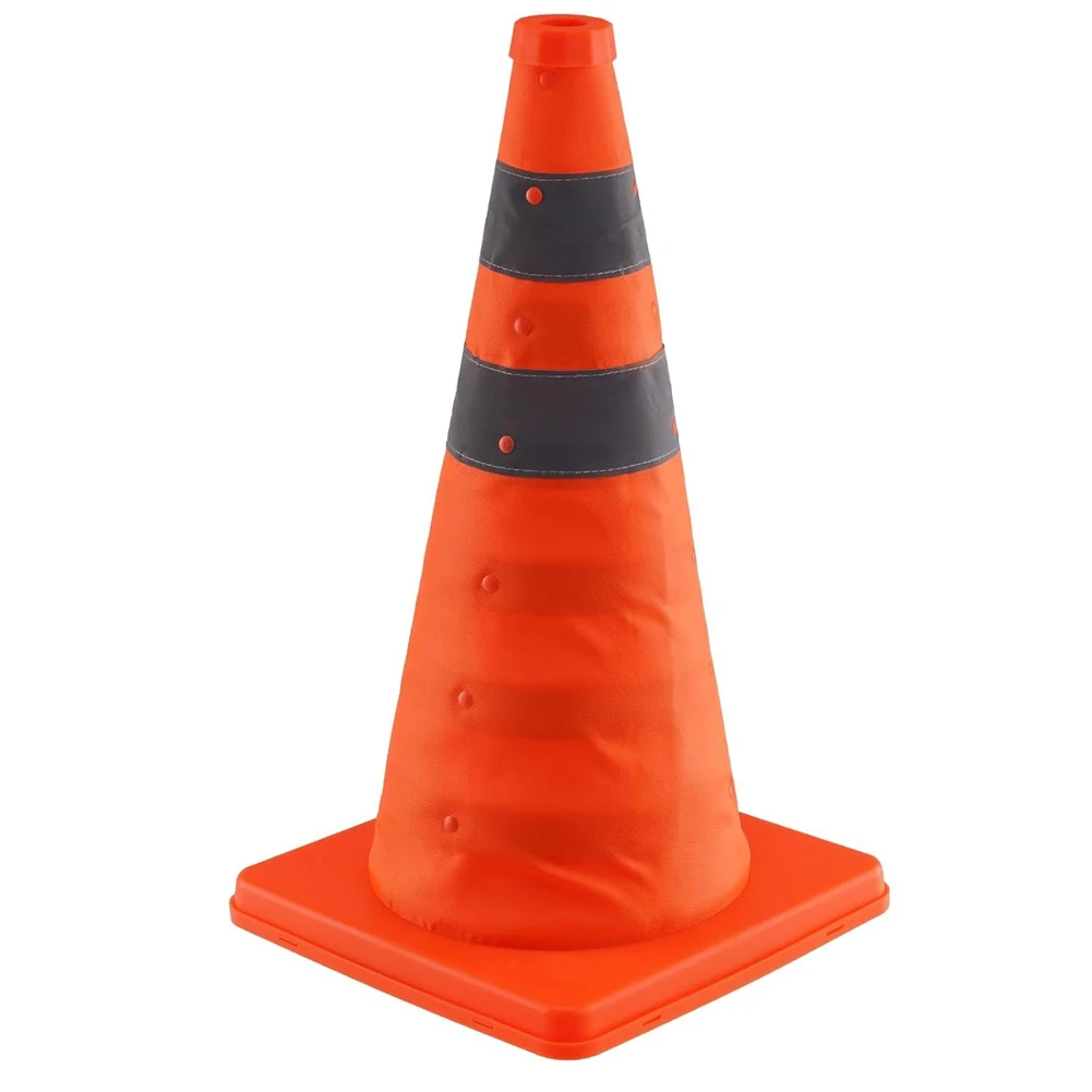 A80X-Safetys Cones, 4 Pack 18 Inch Fold Traffic Cones, Construction Cones With Reflective Collars, & Storage Bag