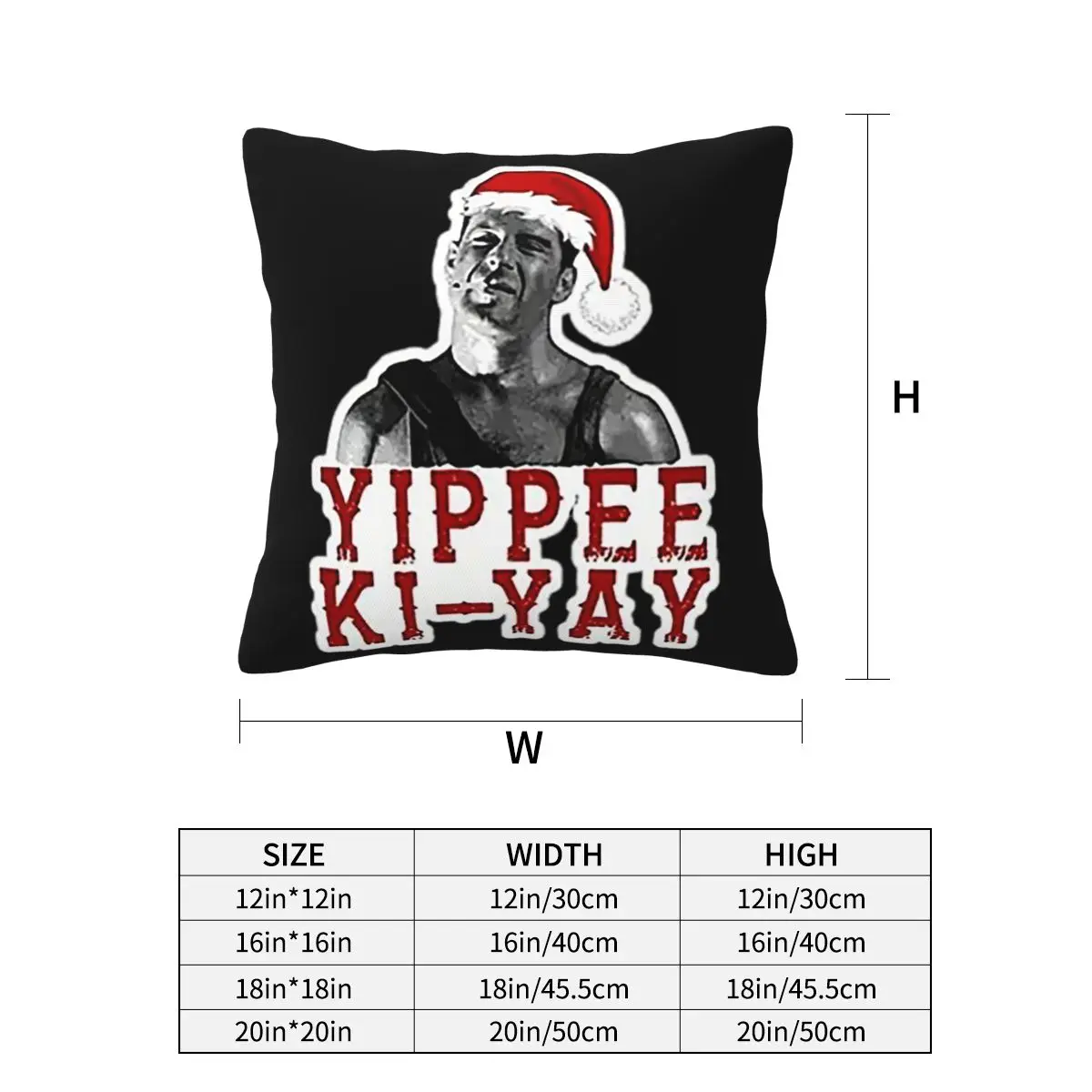 Yippie Ki-Yay Die Hard Christmas Square Pillowcase Pillow Cover Cushion Zip Decorative Comfort Throw Pillow for Home Bedroom