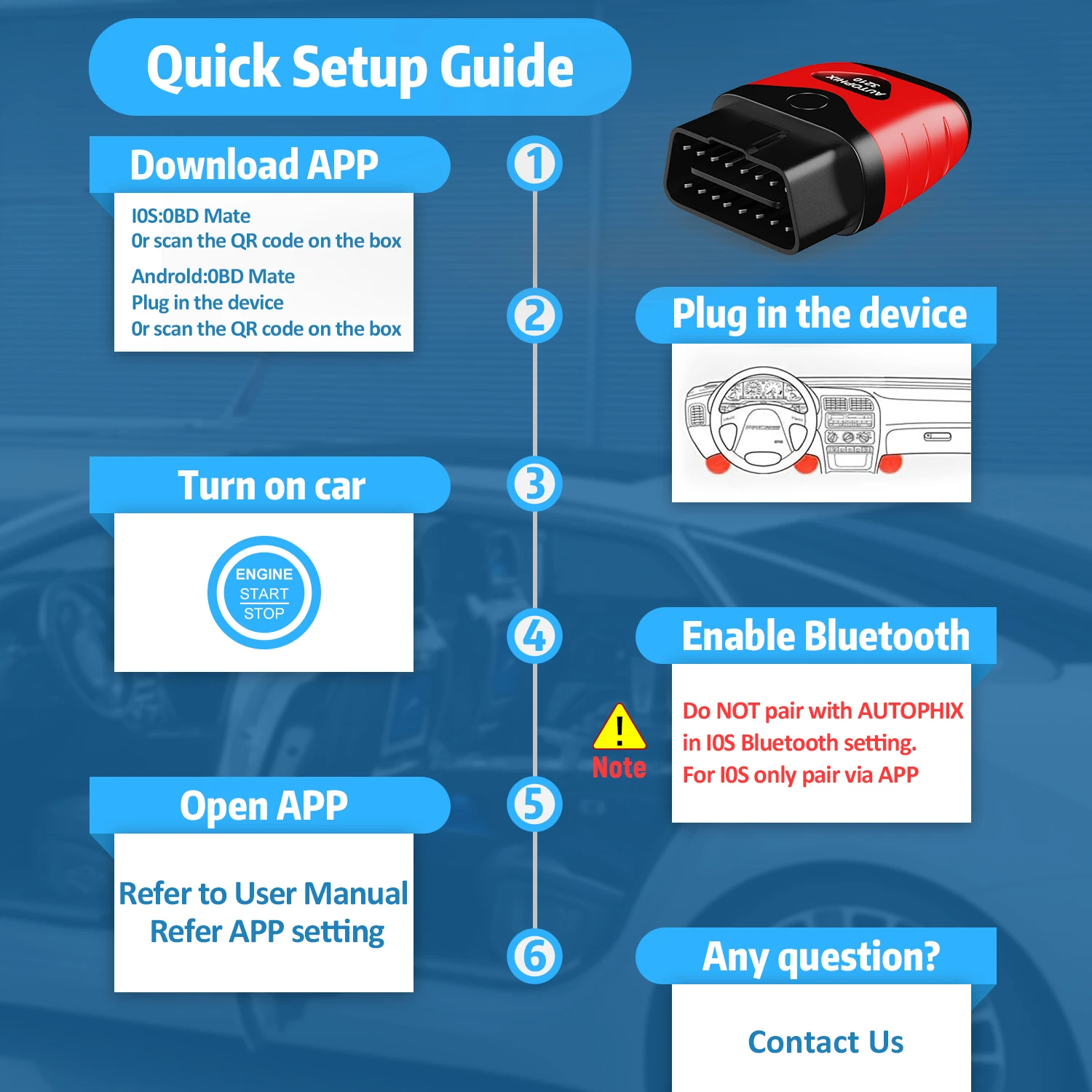 AUTOPHIX 3210 Bluetooth OBD2 Scanner Car Code Reader OBD 2 Scan Diagnostic Tools Battery Test Alarm Setting Performance Test