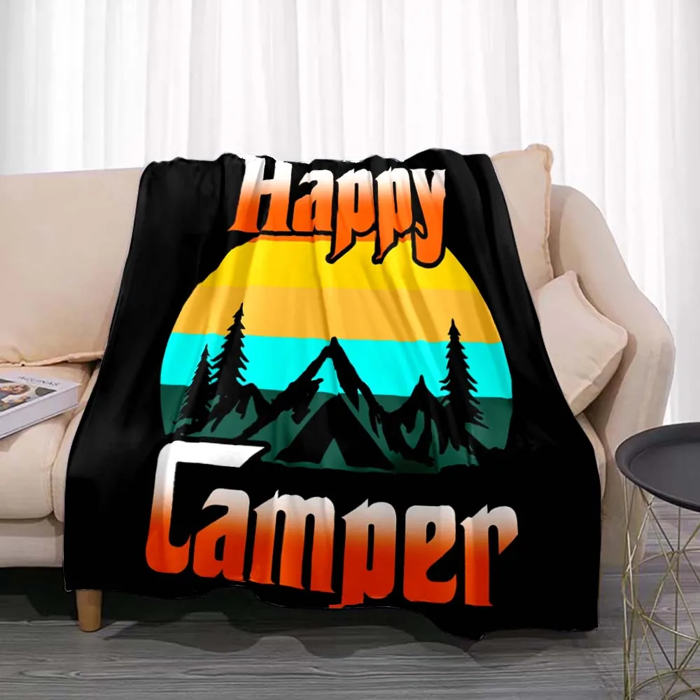 

Modern Love Happy Camper Camping Throw Blankets Bed Covers Tapestry Plush Summer Blanket Home Textile Living Room Decoration