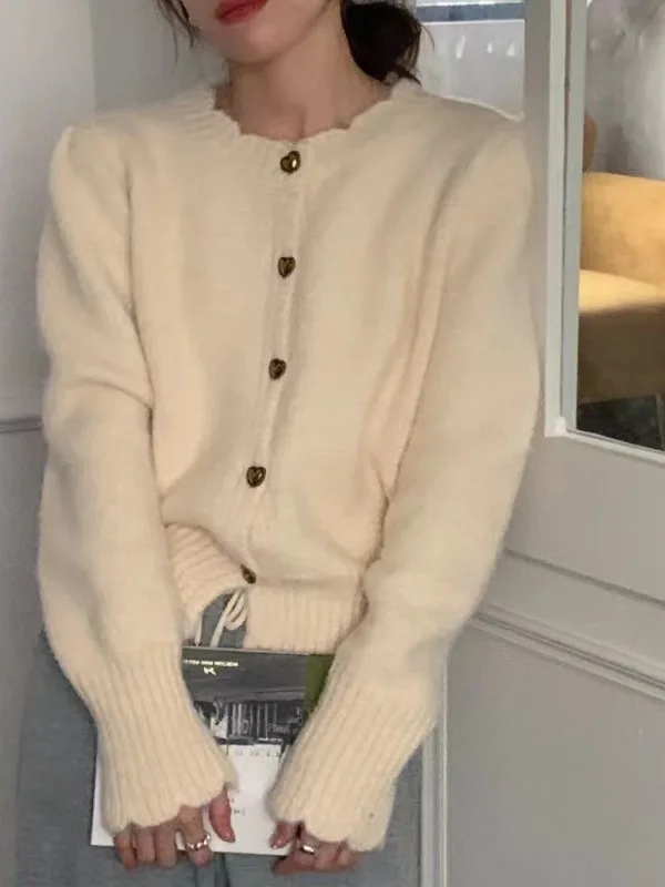 

Мягкий уютный вязаный открытый кардиган, женский шикарный свитер с сердечками, синий свитер, верхняя одежда, осенне-зимний новый топ на одной пуговице