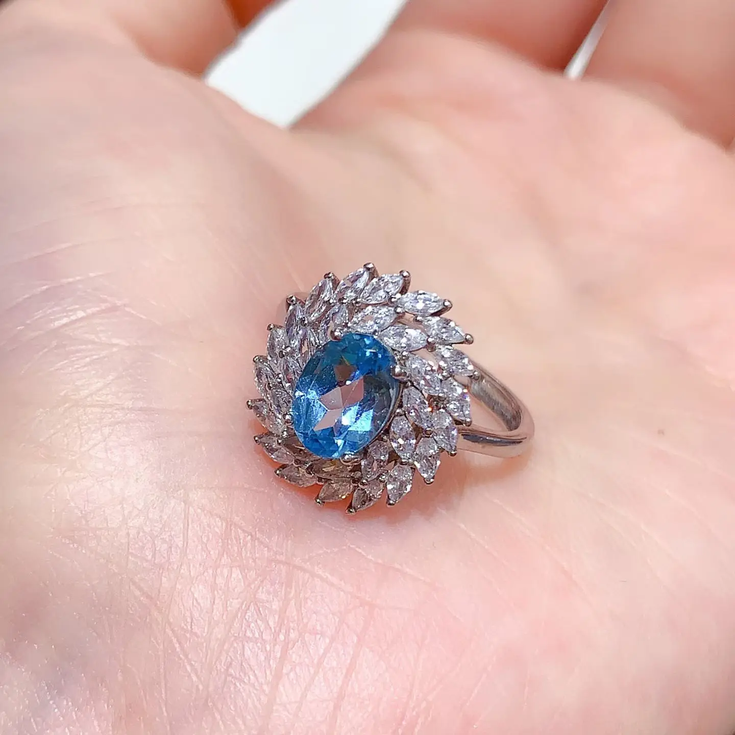 925 Sterling Silver Natural Topaz Statement Ring Certified Genuine Topaz Fine Jewelry Gemstone Ring for Women Anniversary Gift