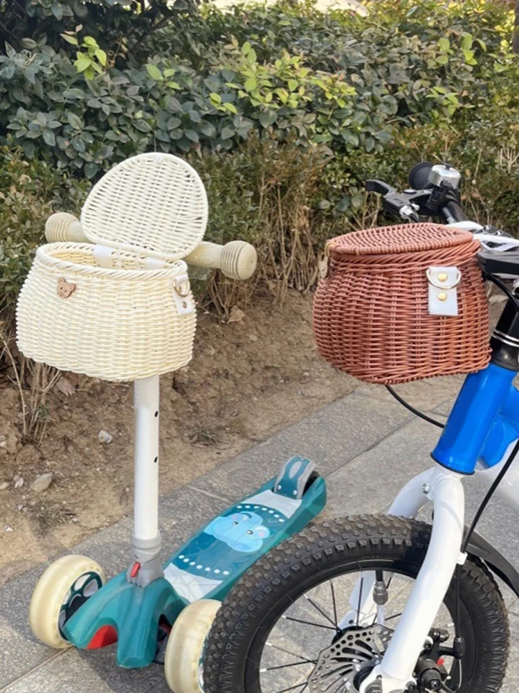 AliExpress NONE Bicycle Storage Basket Backpack with Lid Bike Scooter Tricycle Basket Adjustable Leather Straps for Daily Commuting