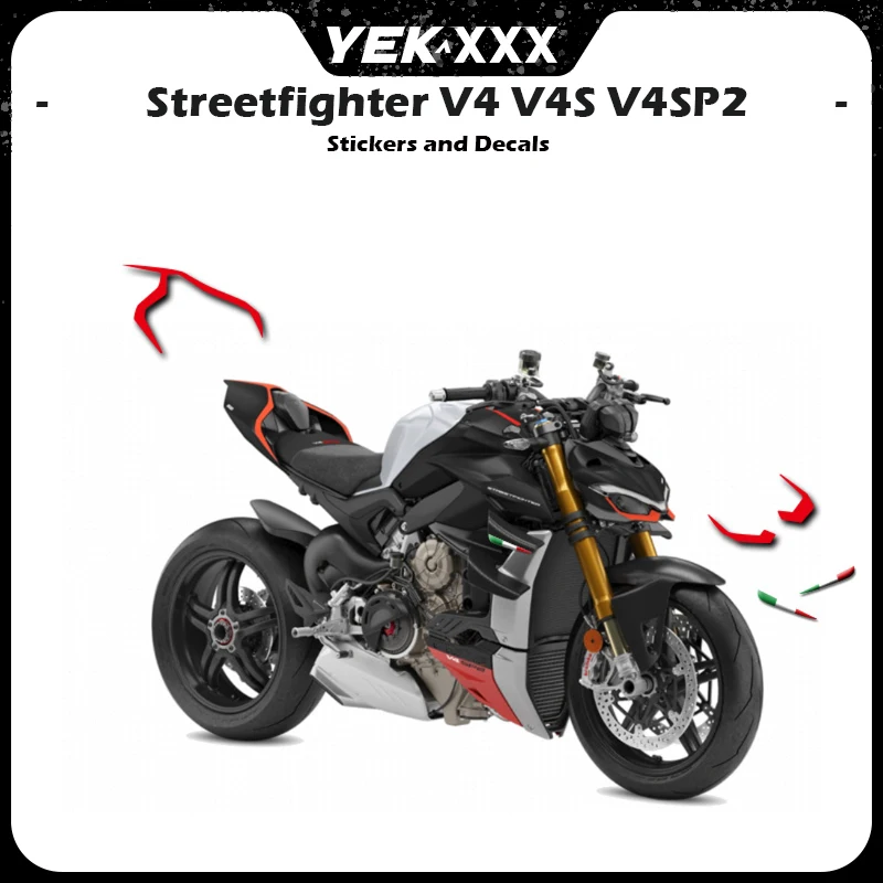 

For DUCATI Streetfighter V4 V4S V4SP2 Tail Sticker Headlight Stickers and 3D Italian Flags for Fins Fairing Shell Sticker Decal