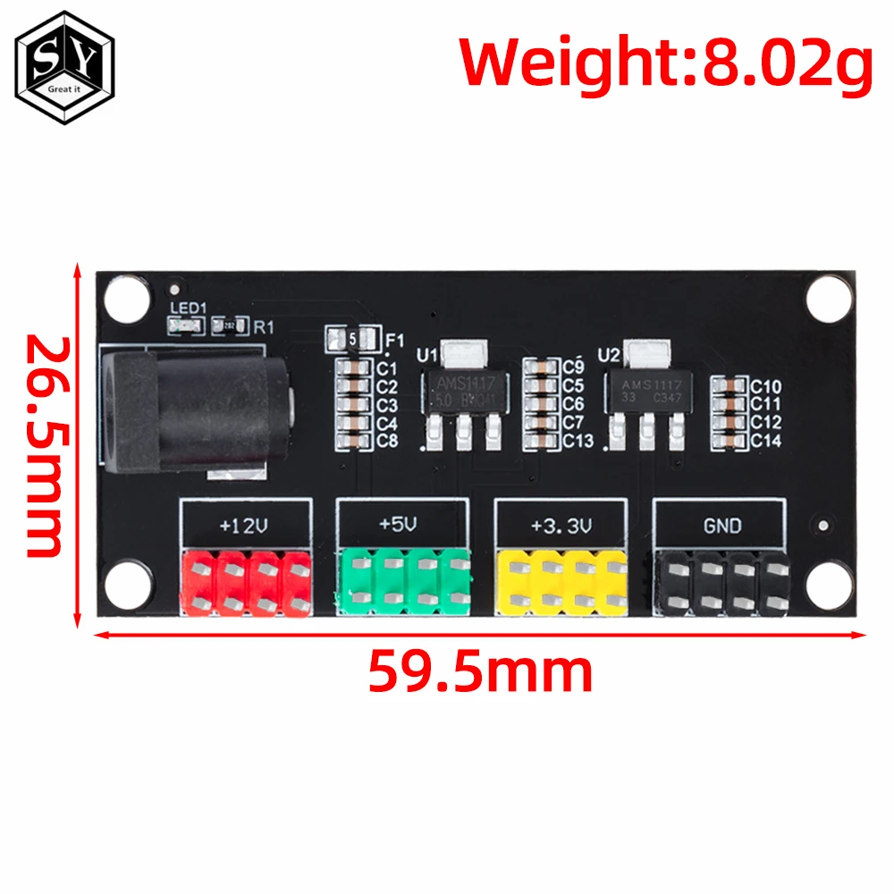 وحدة الطاقة 3.3 فولت 5 فولت 12 فولت وحدة تحويل جهد الإخراج متعددة القنوات DC-DC12V إلى 3.3 فولت 5 فولت 12 فولت