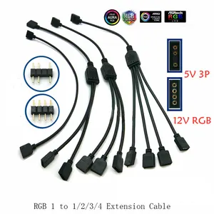 Angitu 3Pin/4Pin RGB ArgB Sync 1 ~ 1/2/3/4/5 팬 LED 스트라이프 확장 케이블 마더 보드 조명 제어 허브 ASUS 기가 바이트 6 최고의 판매 ASUS AURA SYNC HUB- №4