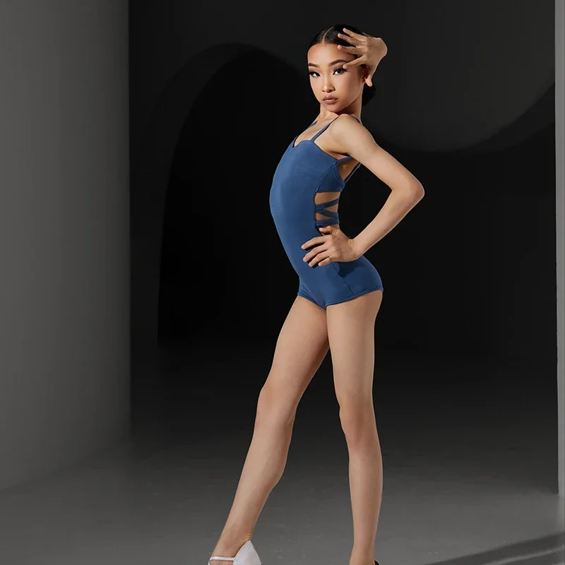 Vêtements d'entraînement de danse latine pour filles, body Sexy, robe de Tango Chacha Rumba, Costumes de spectacle de danse latine pour enfants, DQS12645